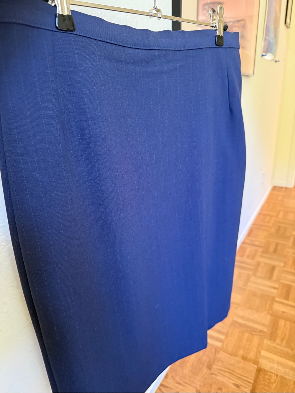Marks & Spencer Classic Women's Navy Pencil Skirt, 100% New Wool, Made in UK